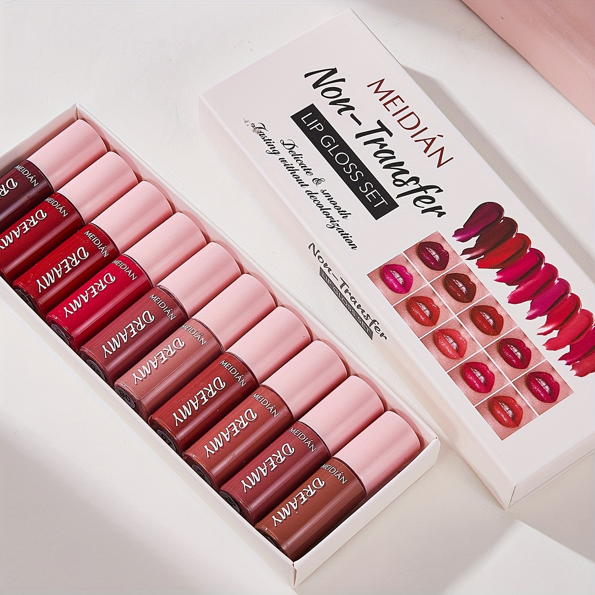 summer 10pcs red lipstick gloss box convenient use