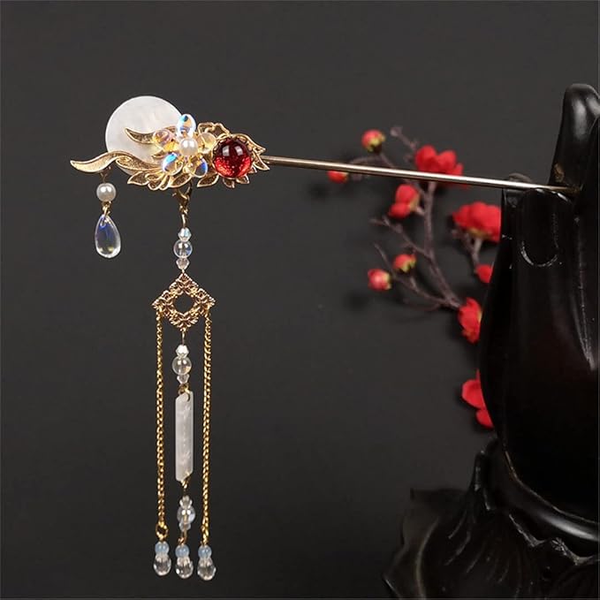 Chinese Hanfu Hair Accessories Ladies Flower Pearl Long Tassel Step Shaker Retro Wedding Jewelry style 13