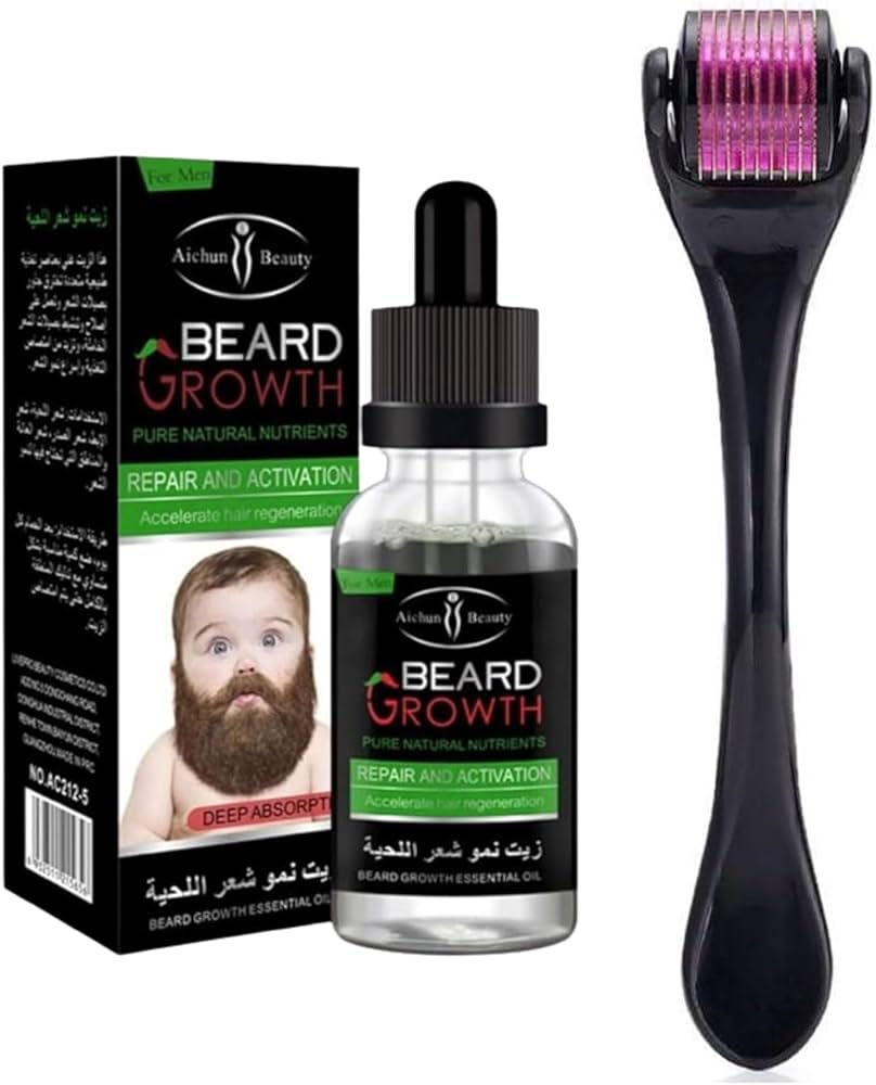 Beard Growth Oil & Roller For Hair Growth 0.5 mm with 540 Titanium Needles